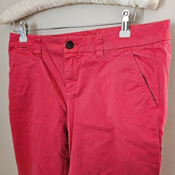 Gap Khakis Pants Hot Coral Broken-In Straight Casual Solid Spring Staple Pink - Picture 2 of 10